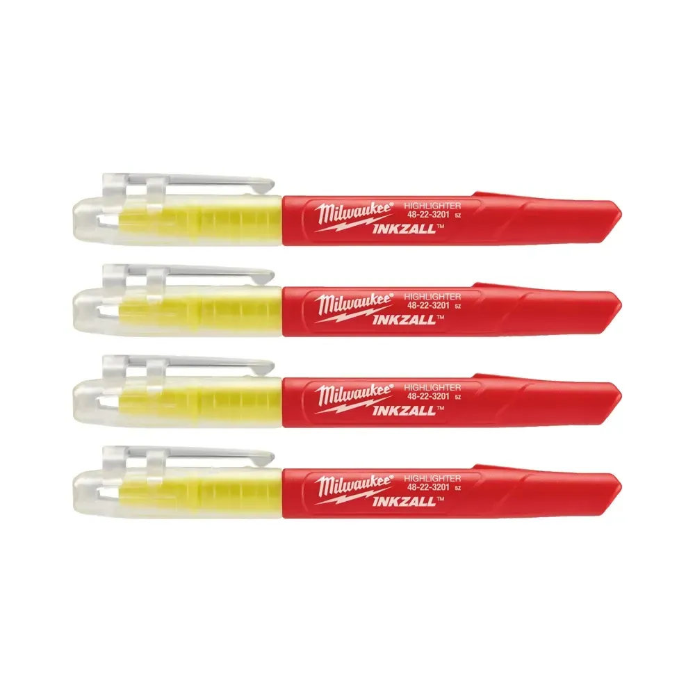 Milwaukee INKZALL yellow highlighters 5-pack chisel tip