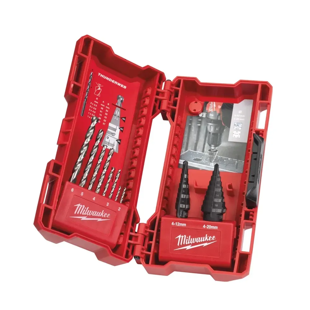 Milwaukee 10-piece step drill and metal drill bit set