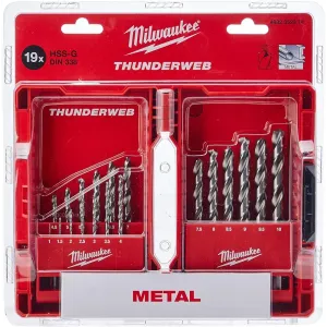 Milwaukee Thunderweb Metal Drill HSS-G DIN 338 Bit Set 1-10mm (19 Pieces)