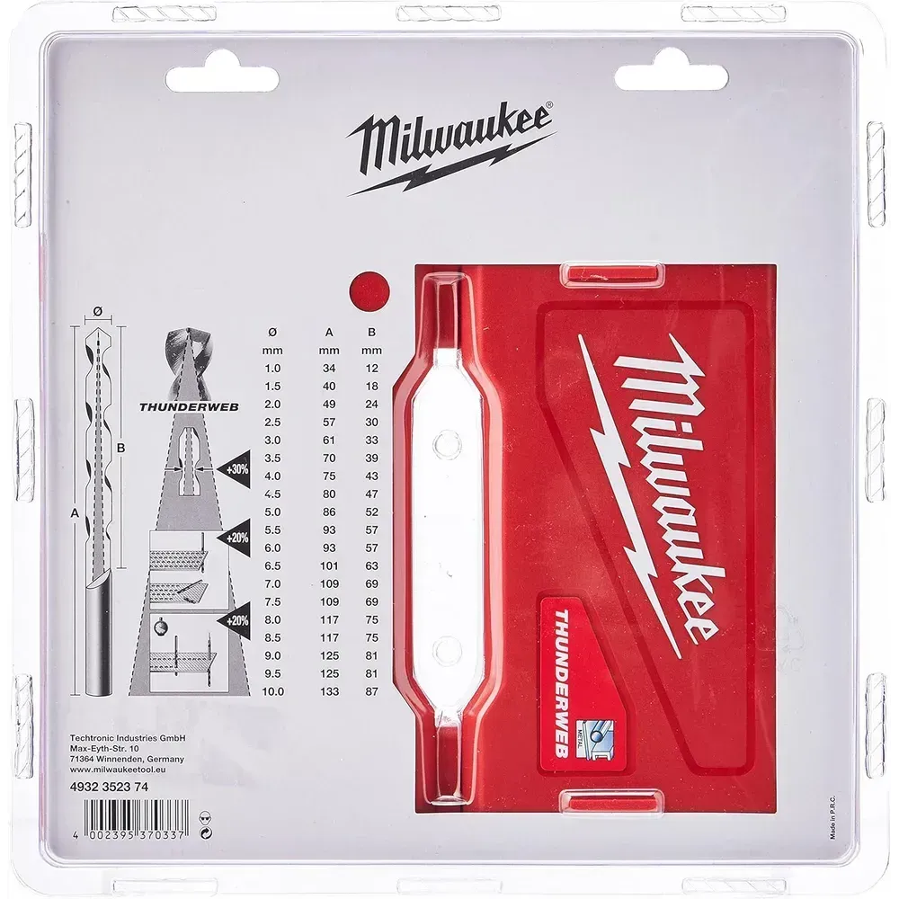 Milwaukee Thunderweb Metal Drill HSS-G DIN 338 Bit Set 1-10mm (19 Pieces)