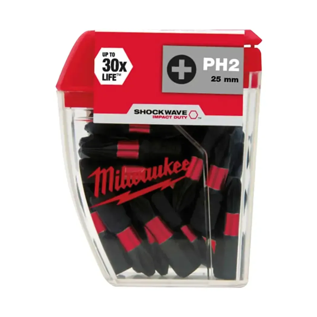 4932399590 - Milwaukee Shockwave Impact 25 x PZ2 Drill Bits 25mm 4932399590