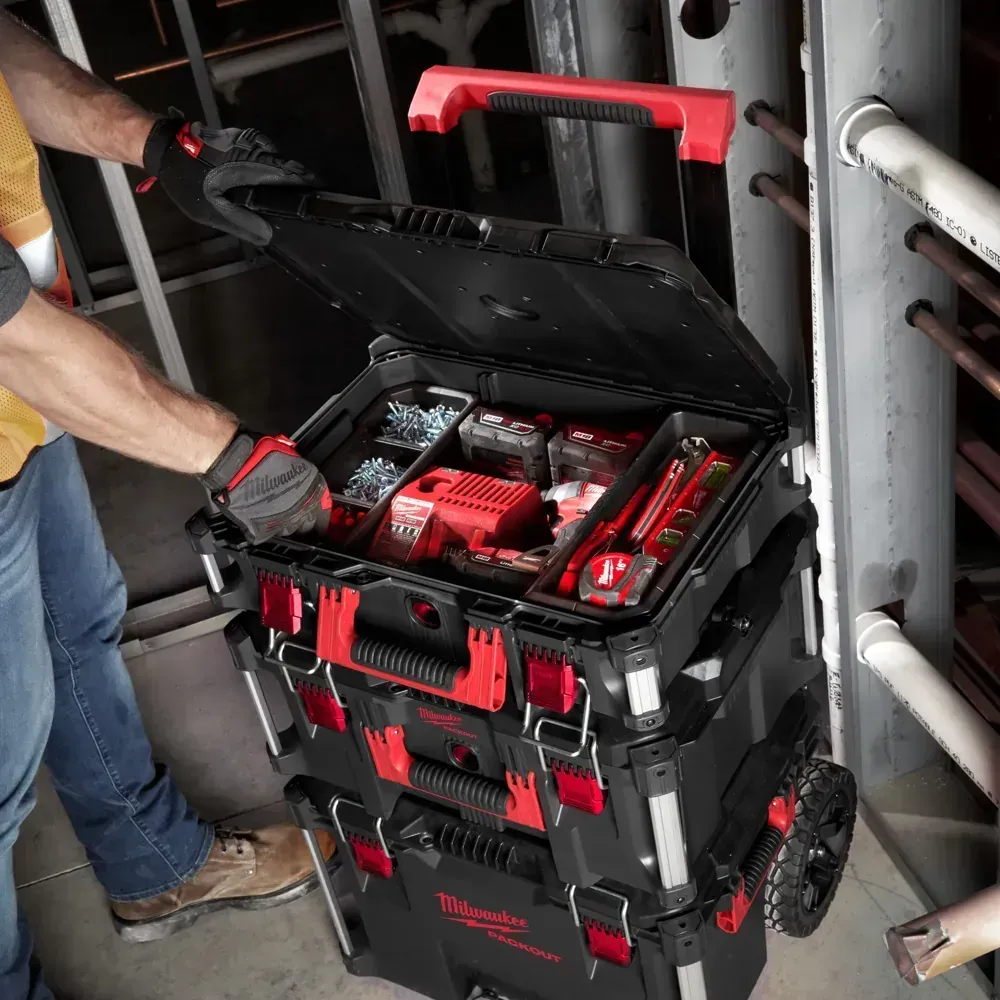 Jobsite durable Milwaukee Packout Box with IP65 weatherproof design