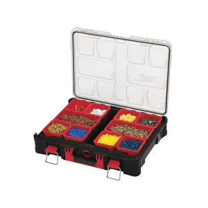 Milwaukee Packout modular storage box with removable bins and no-travel seals