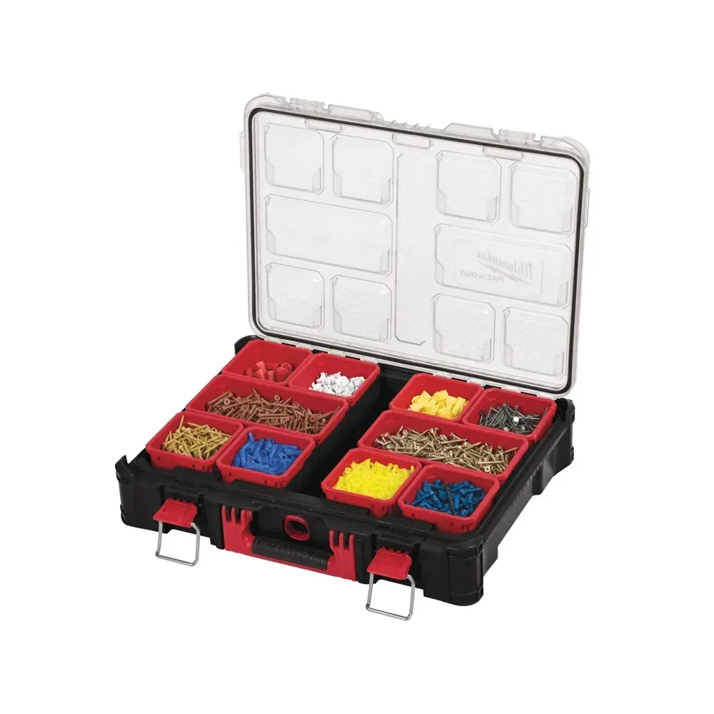 Milwaukee Packout modular storage box with removable bins and no-travel seals