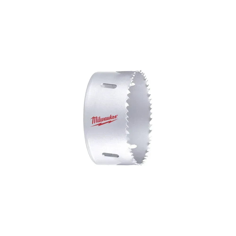 Milwaukee 92mm Bi-Metal contractor holesaw with optimized 4-6 tooth geometry.