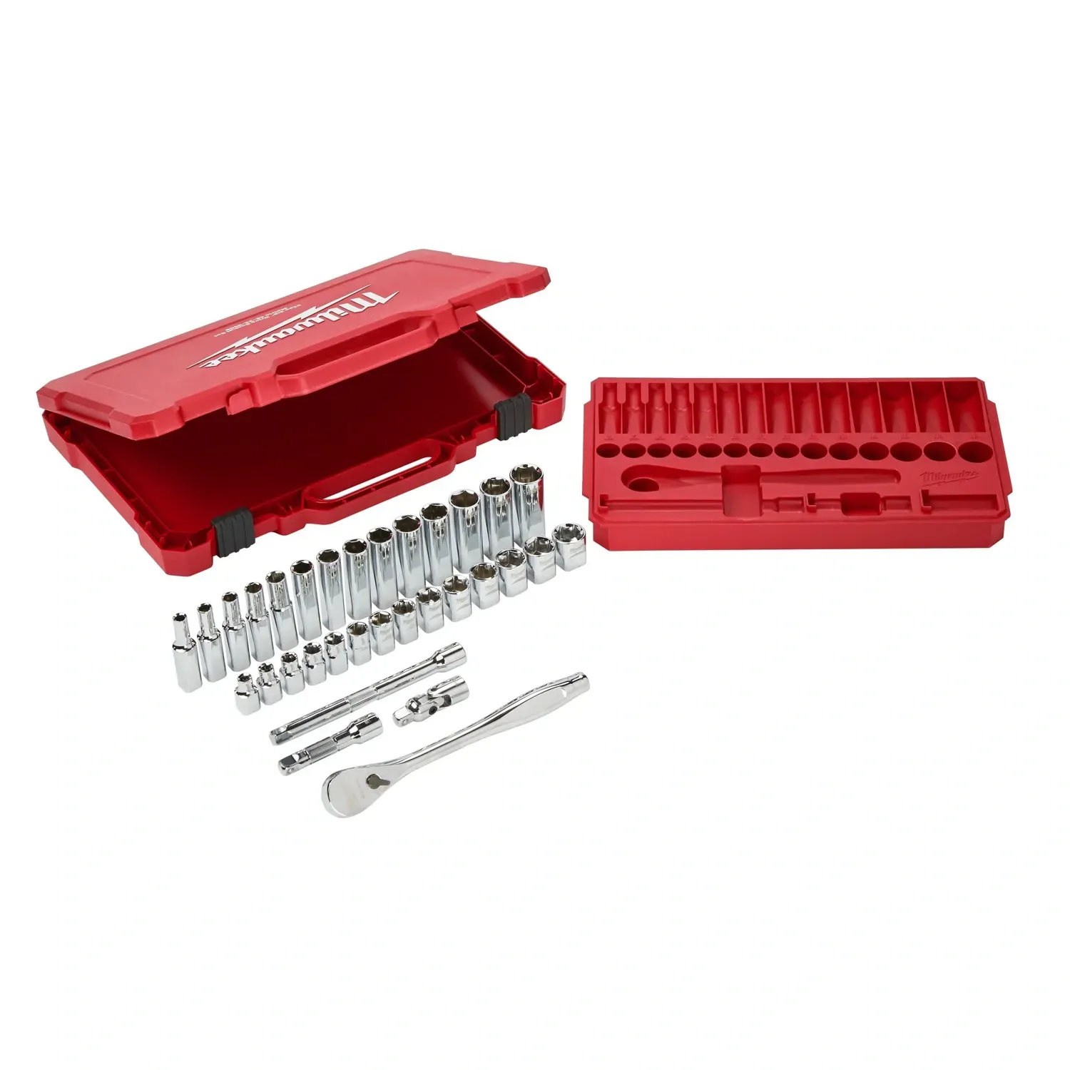 Milwaukee 32-piece 3/8 inch drive ratchet socket set metric