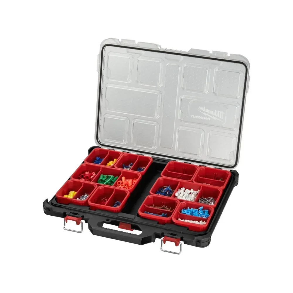 Milwaukee Packout Slim Organiser with 10 removable bins for modular tool storage