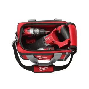 Jobsite durable Milwaukee duffel bag with impact-resistant base and flexible carry options