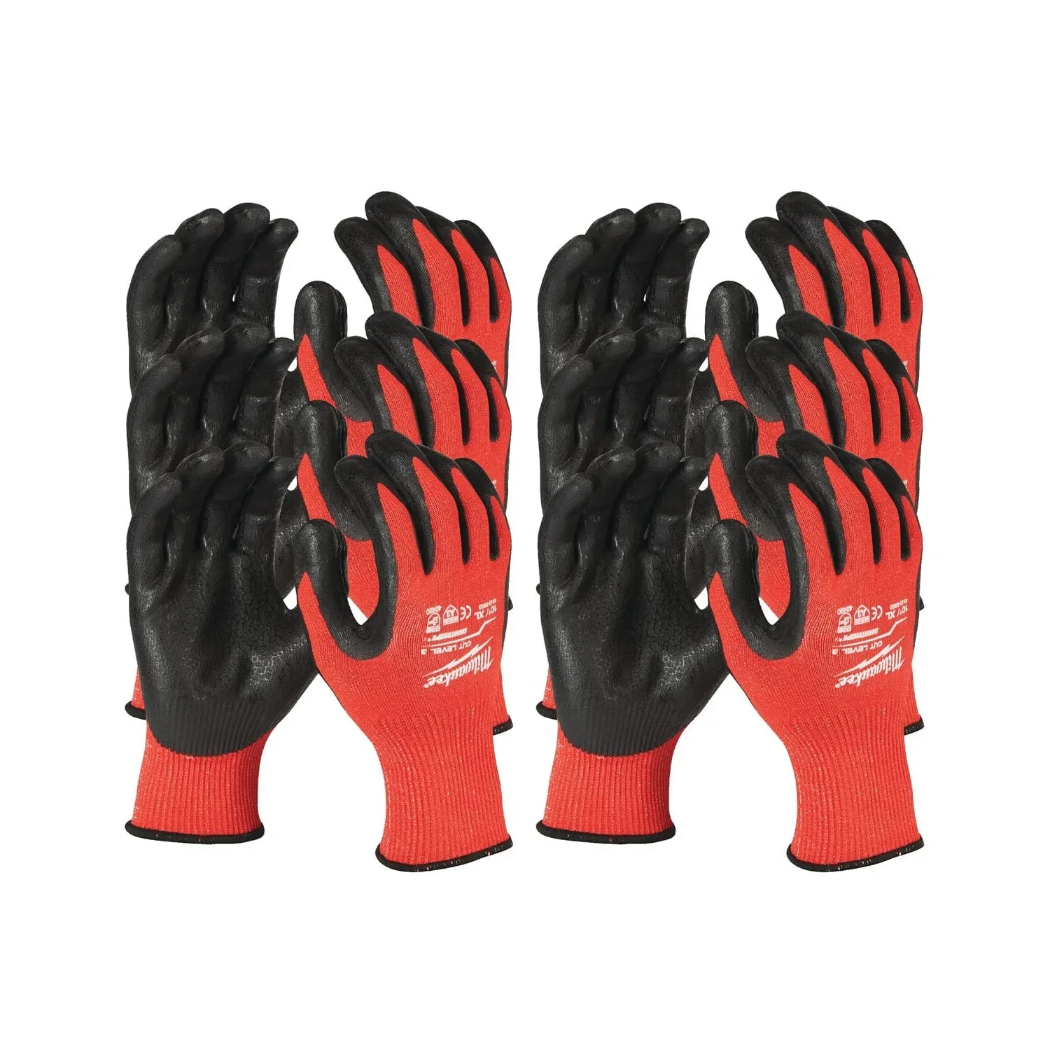Milwaukee Cut Level C Nitrile Gloves Size 11 XXL EN388 Black 12 Pack