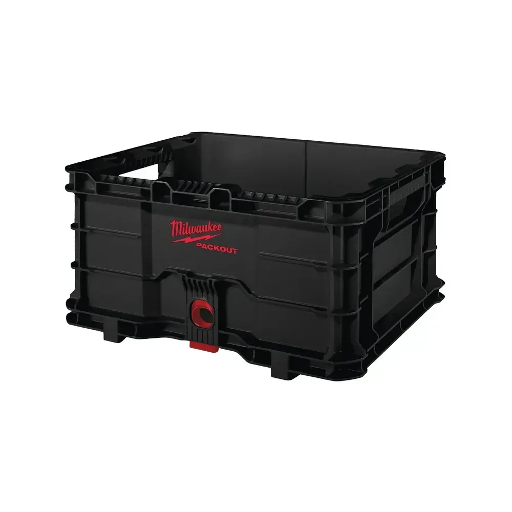 Milwaukee PACKOUT stackable crate for job site tool storage and organization