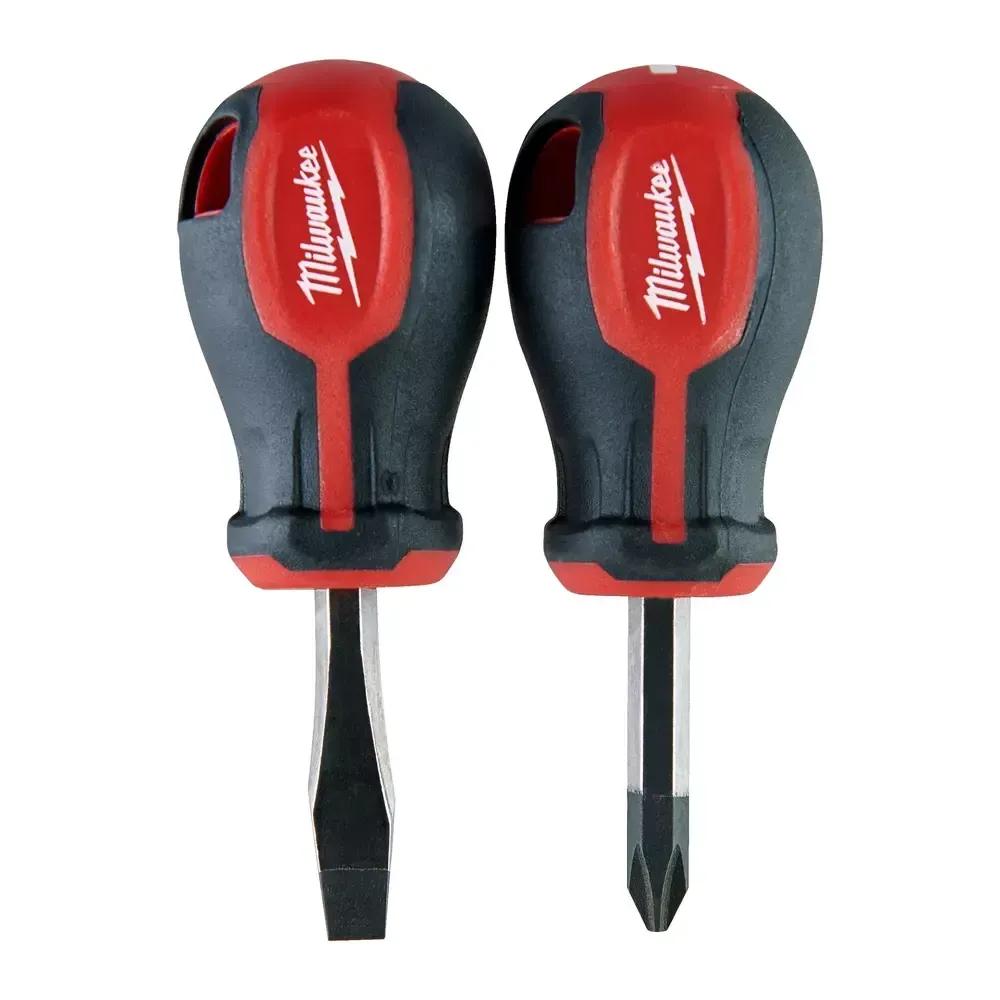 Milwaukee Tri-Lobe S/Driver Stubby Multi-Coloured Screwdriverd With High-Leverage Handle and Magnetic Tip Set (2 Pieces) 