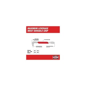 Milwaukee 10" E Nail Puller 254 (mm) Narrow Shovel, High-Leverage Head - Quick Nail Removal With Durable Grip, Red