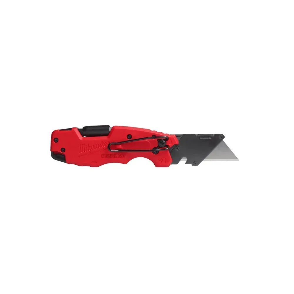 Milwaukee Fastback 6-in-1 utility knife with Hex bit holder and belt clip.