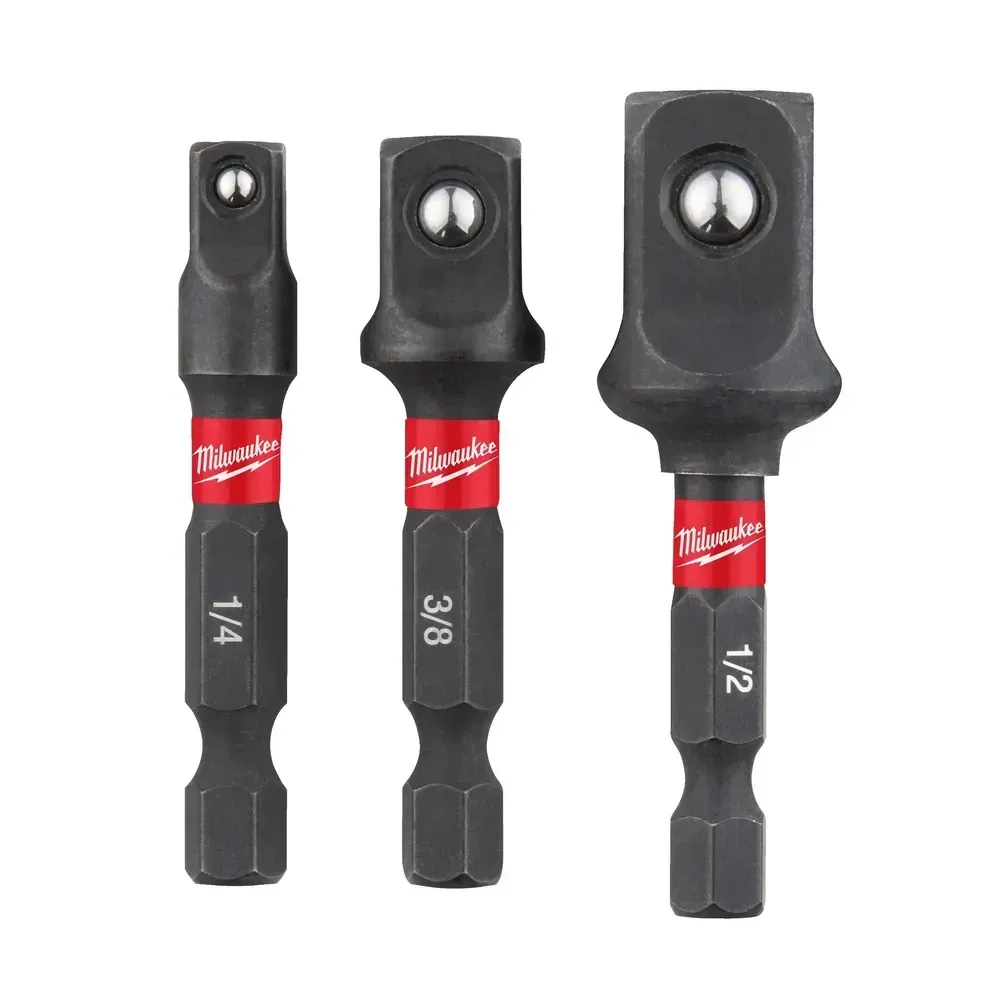 Milwaukee Shockwave Impact Duty Socket Adaptor Set - Hex Reception (3 pieces)