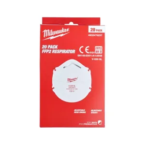 Milwaukee FFP2 Respirator Mask 20-pack white disposable respirators