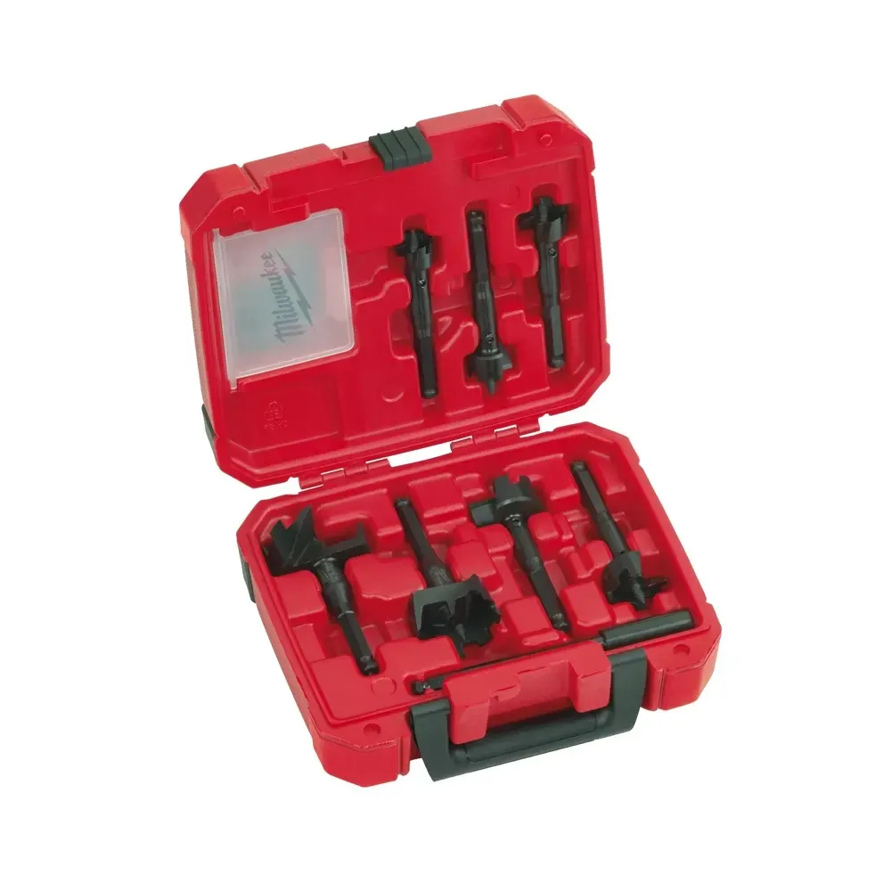 Milwaukee 8pc self-feed wood drill bit kit in impact-resistant case