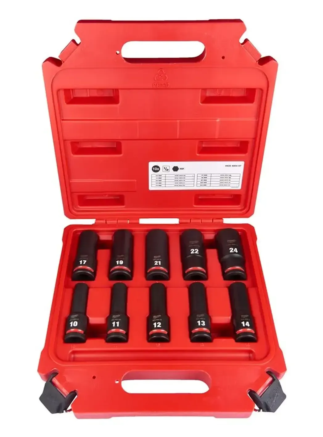 4932480457 - Milwaukee 1/2 Impact Socket Set Deep-10pc