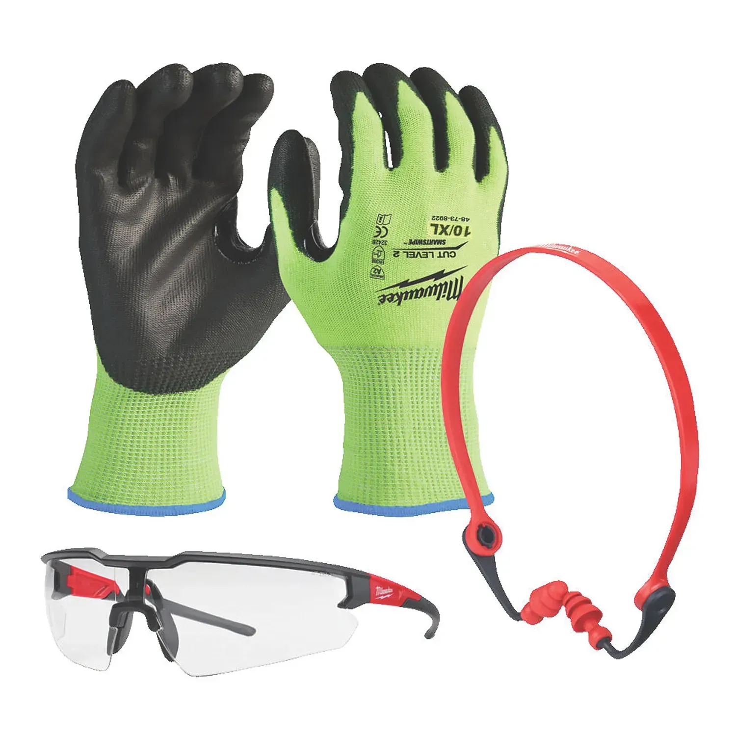 Milwaukee Transportation PPE Kit 3 piece with gloves, glasses, ear plugs