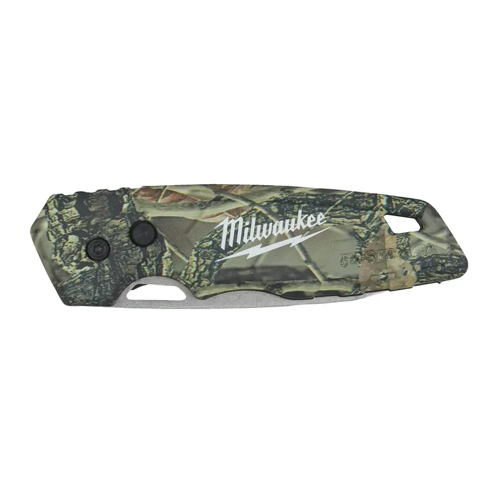 Milwaukee Fastback Camo Folding Knife with Stainless Steel Blade