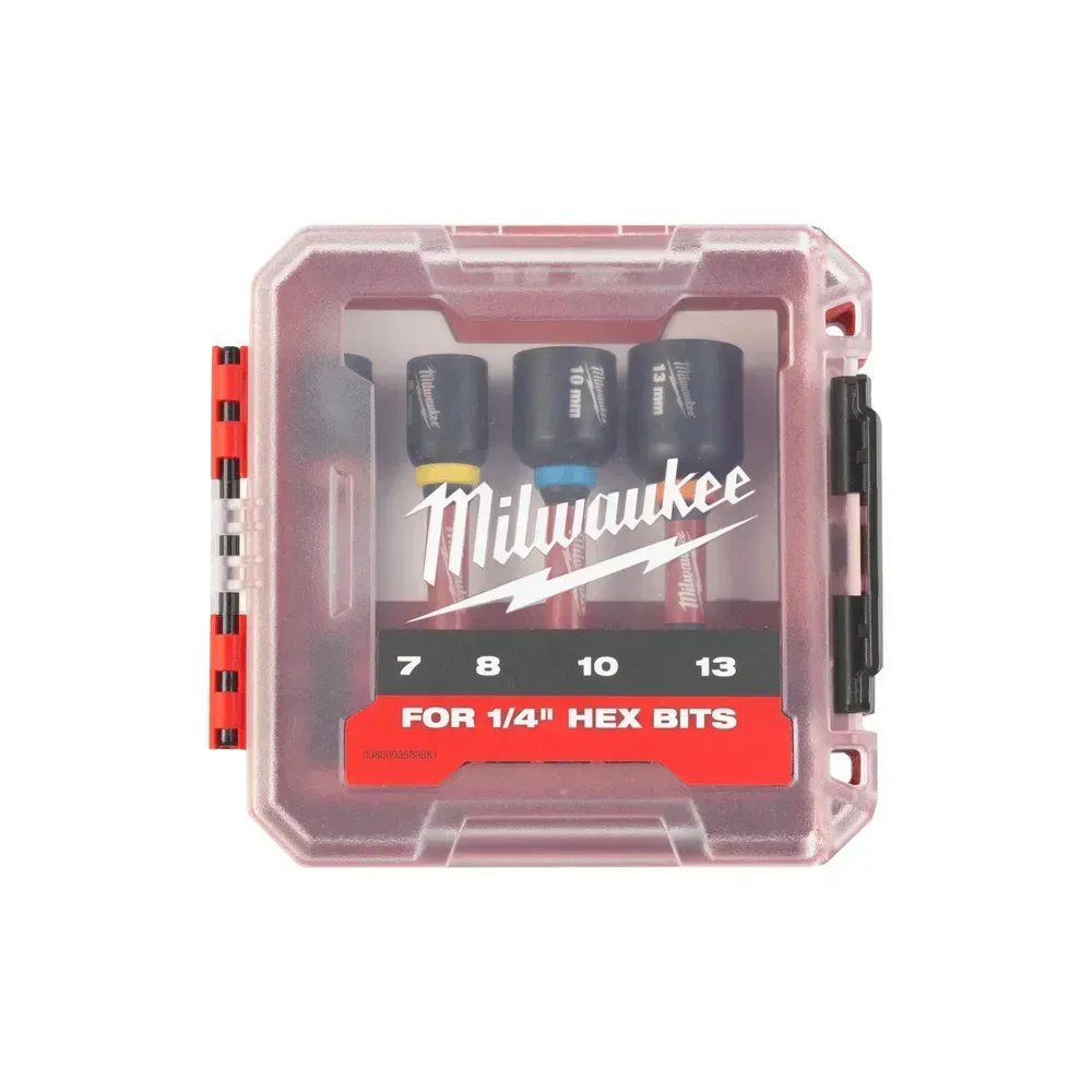Milwaukee Shockwave GEN II 4-piece nut driver set with color-coded rings.