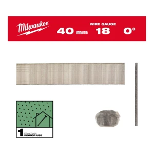 Milwaukee 18G Brad Nails 40mm Resin Coated Galvanised Thin Finish Head 5000pk