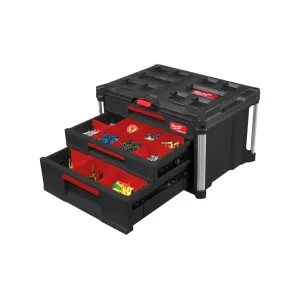 Modular storage Milwaukee tool box featuring steel ball bearing slides and adjustable dividers