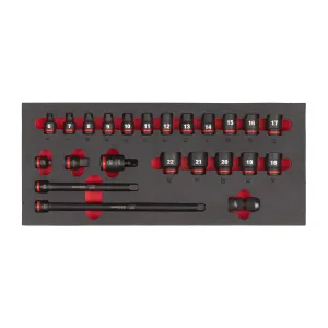 Milwaukee SHOCKWAVE 3/8 inch drive metric socket set in foam tray