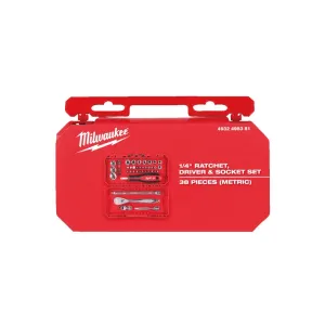 4932498381 38-piece socket and driver set, Milwaukee, for versatile use.