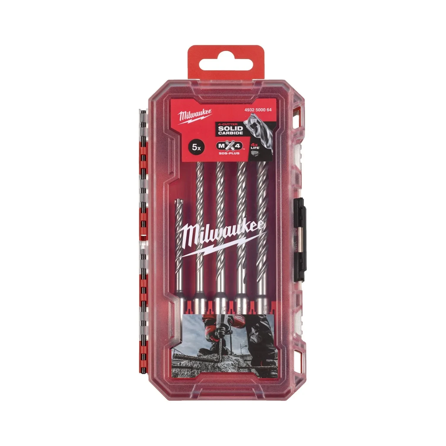 Milwaukee MX4 SDS-Plus 4-Cutter Drill Bit Set 5pc Concrete Masonry