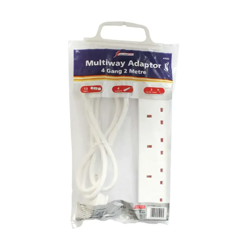 4GTS2 - 13a 4 Gang Trailing Extension Socket C/w 2 Meters Flex 45020-4GTS2