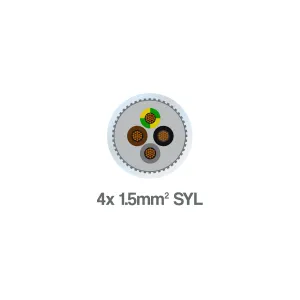 SYL-Flex 4 Core 1.5mm2 300 500V Clear Screened Galvanised Steel Braid Control Cable