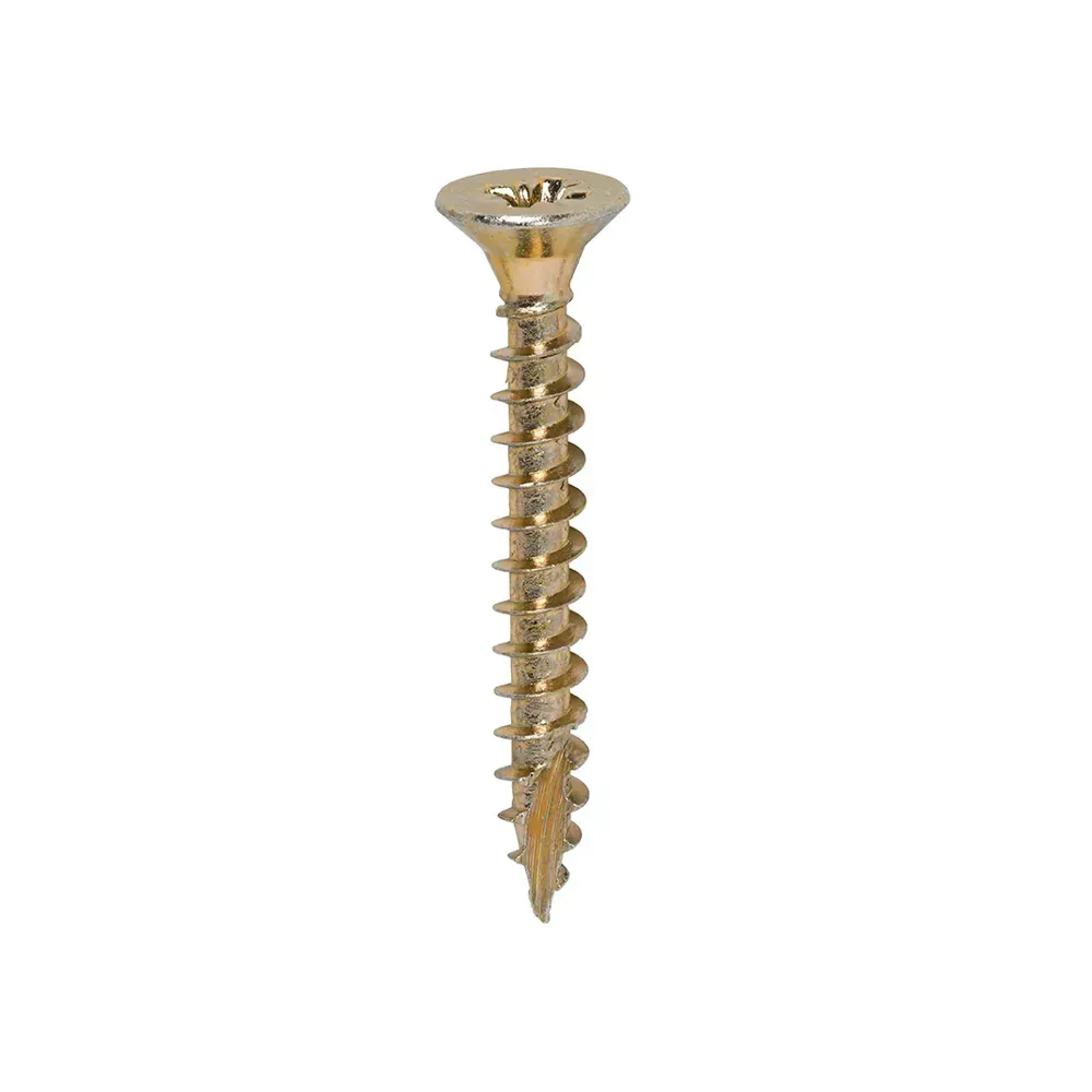 Timco 5.0 x 40mm yellow zinc multi-purpose screw with double countersunk head and PZ2 recess.