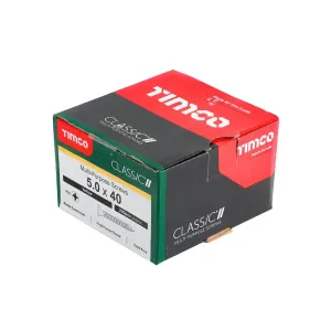 Timco 50040CLAF 5.0 x 40mm yellow zinc multi-purpose screw with double countersunk head and PZ2 recess., box of 200