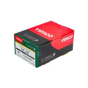 5.0 x 50mm yellow zinc multi-purpose screw with double countersunk head and PZ2 recess.