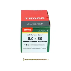 Timco 50080CLAF 5.0 x 80mm wood screws in box of 100