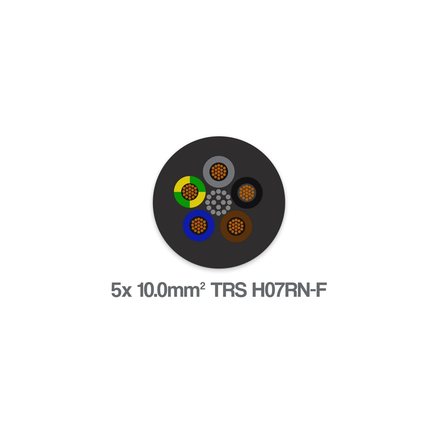H07RN-F TRS 5 Core 10mm² Flexible Rubber Cable Black 0.6 1kV