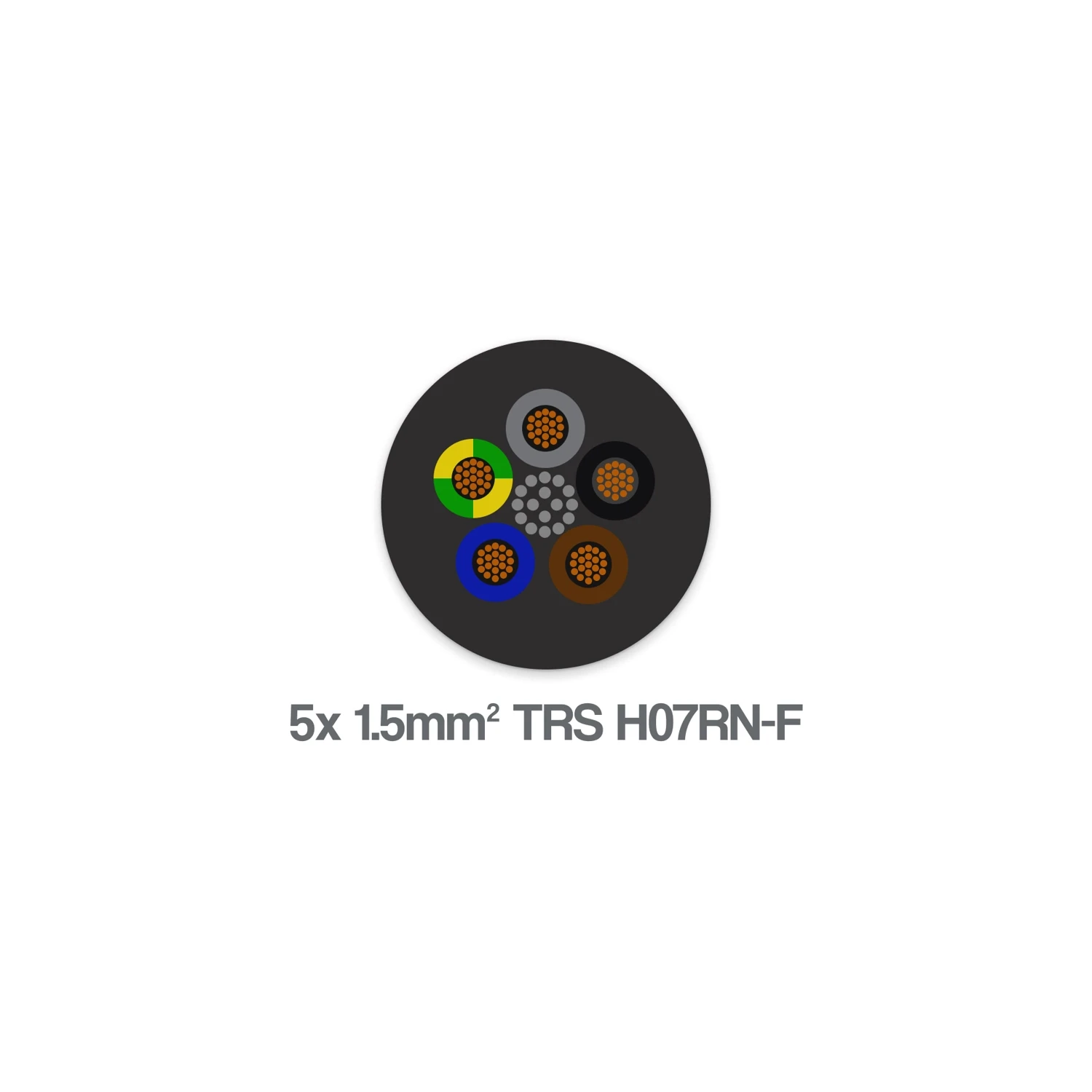 H07RN-F 5 Core 1.5mm² Flexible Rubber Cable EPR PCP Black 0.6 1kV