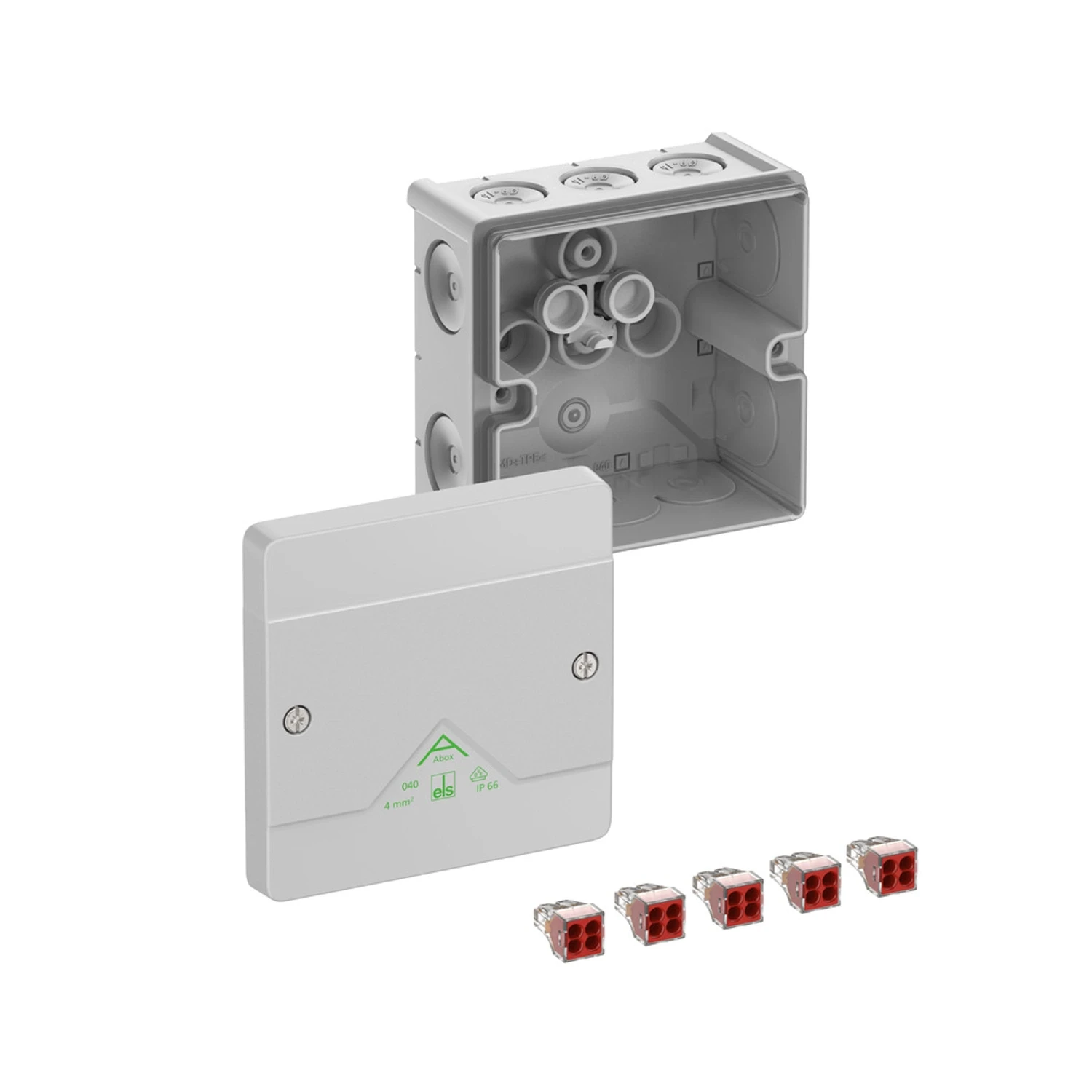 Spelsberg Abox 040-4² Junction Box 102×102×57 IP66 IK07 5-Pole Wago Terminals