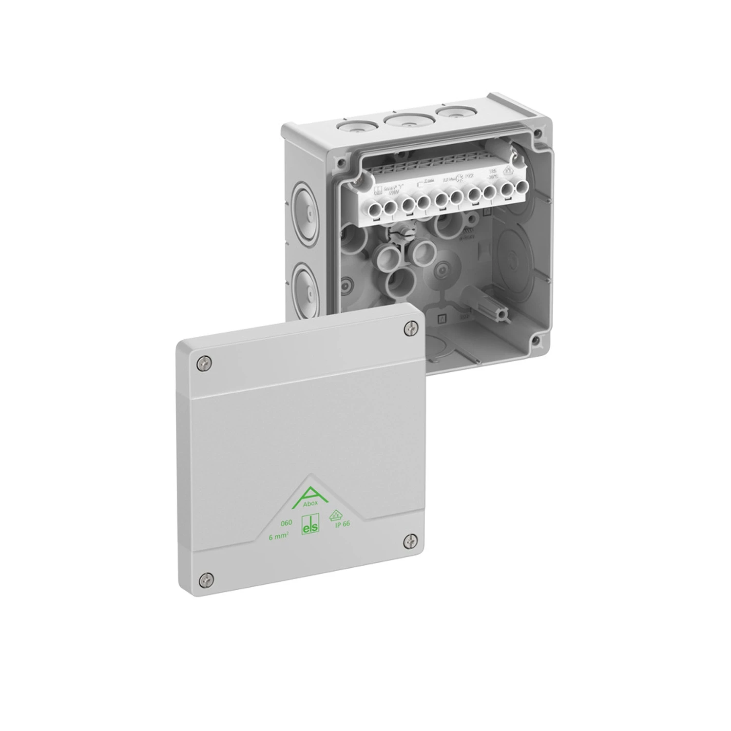 Spelsberg Abox 060-6² PVC Junction Box 127×127×70 IP66 5 Pole Screw Terminal