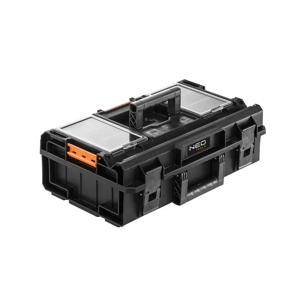 NEO Tools storage box with 50kg lifting capacity and internal partitions