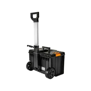 Professional tool storage box with telescopic handle and recessed lid