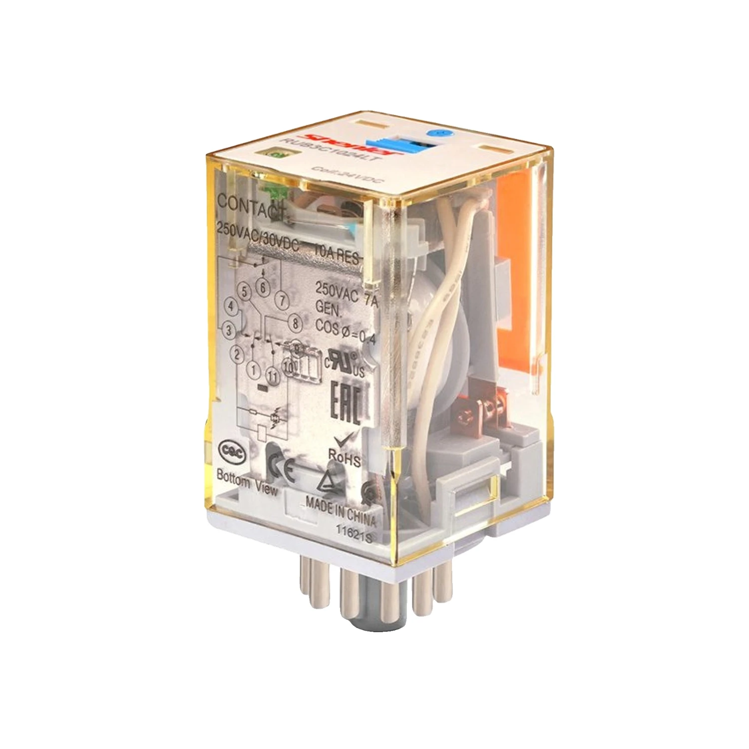 RUB General Purpose Relay 48V AC 8 Pin 2C 10A IP20