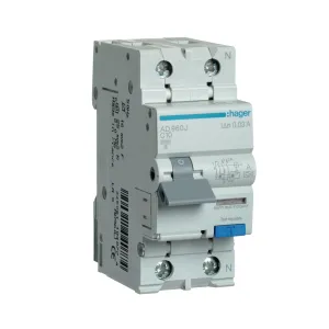 Hager RCBO 1P+N 10A 30mA C Curve Type A