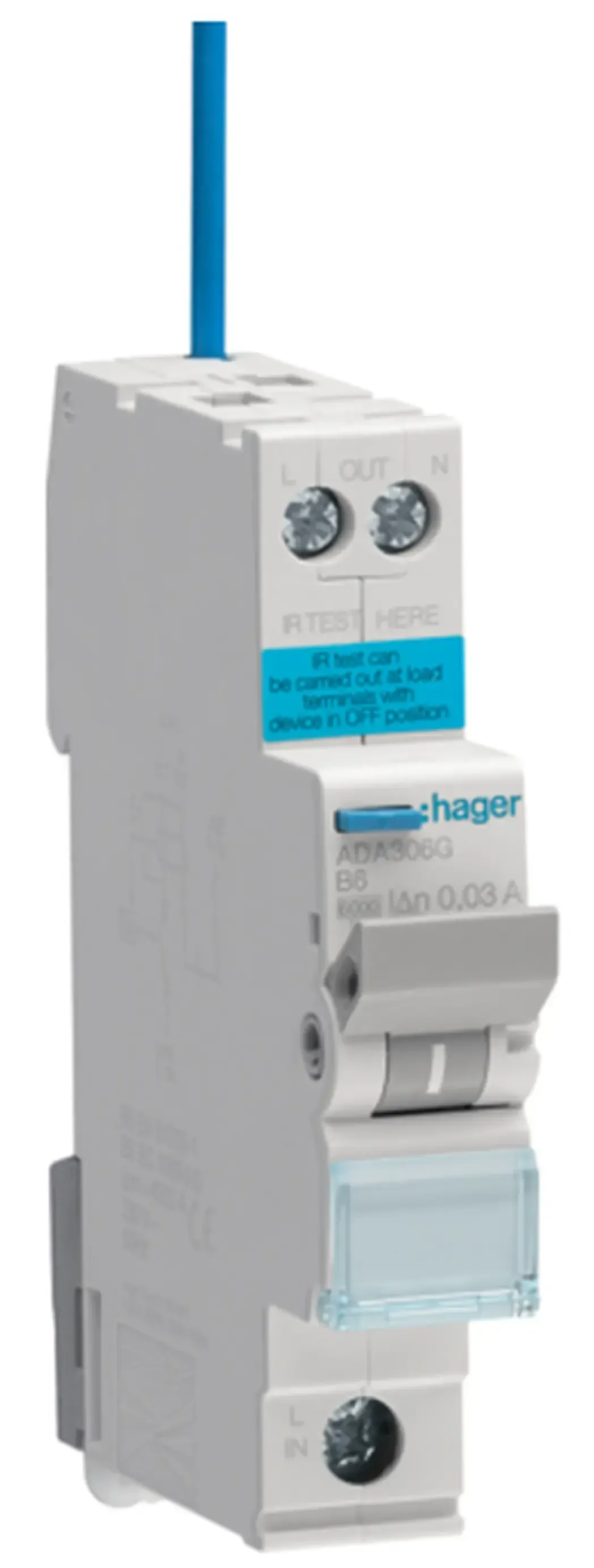 ADA306G - Hager 1p 6ka Rcbo B Curve -6a 30ma Type A