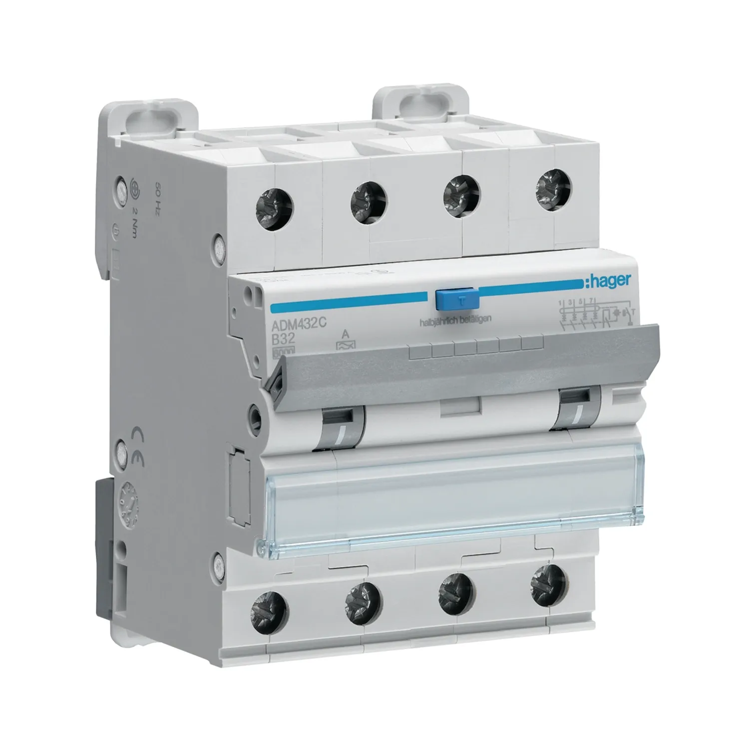 Hager RCBO 4P 32A 30mA B Curve Type A