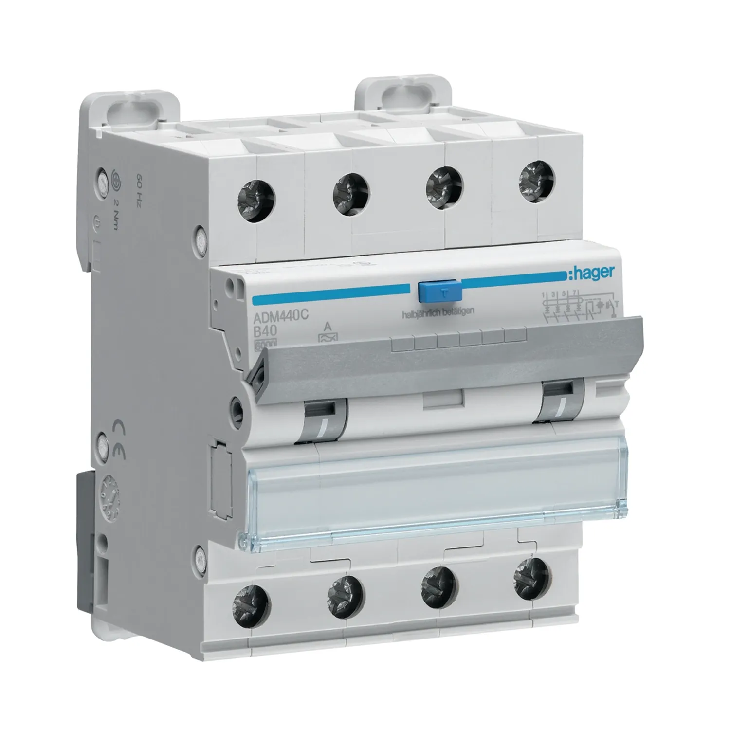 Hager RCBO 4P 40A 30mA B Curve Type A