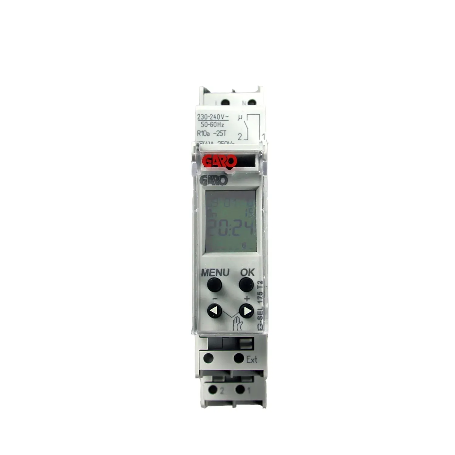GARO 7 Day 1 Channel DIN Rail Time Clock 230-240V AC 16A