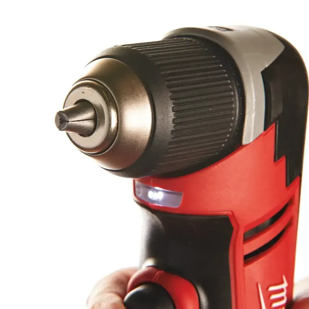 Close-up of Milwaukee M18 drill's built-in fuel gauge display