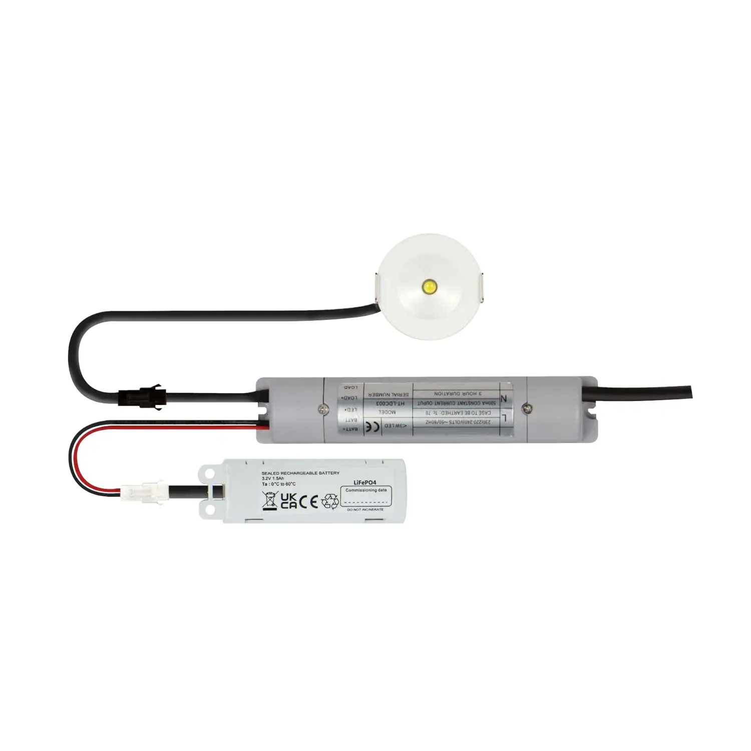 Duceri 3W LED IP20 Non-Maintained Emergency Downlight Lithium Switchable Self-Test D2402SMF