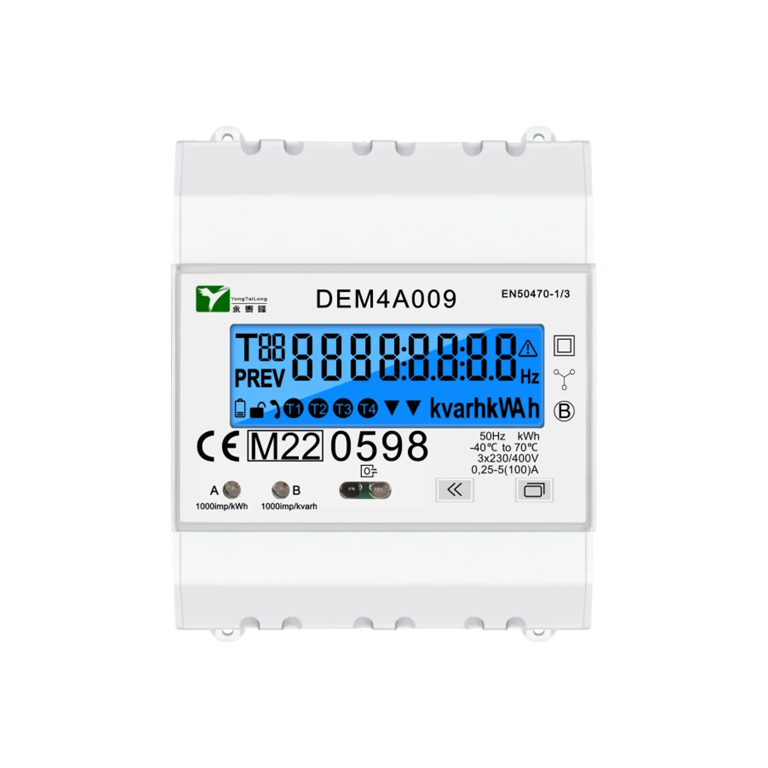DEM4A009 - 100A 3 PHASE kWh METER